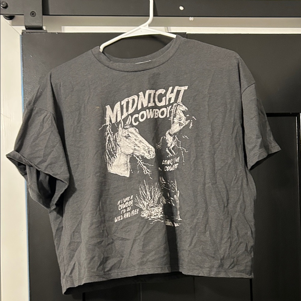 Gray Midnight Cowboy Graphic T-Shirt